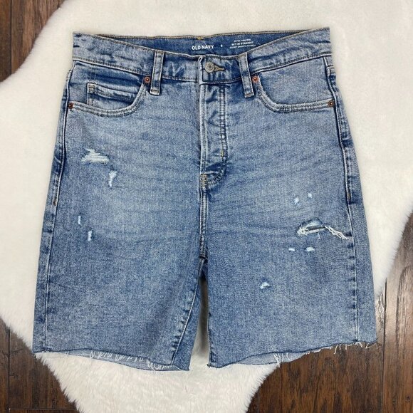 Old Navy Pants - Old Navy Shorts 6 Sky-Hi Straight Light Wash Distressed Button-Fly High-Rise